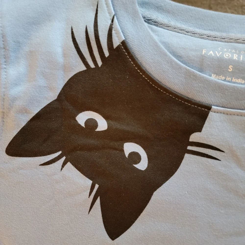 Light Blue Cat Print Pet Lover Sweatshirt Sz S